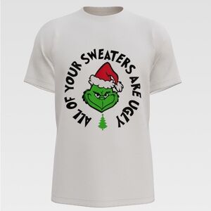 White T-Shirt with Grinch Christmas Design